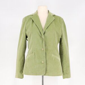NWOT L.L.BEAN Women's Corduroy Blazer Button Front in Green Size 10